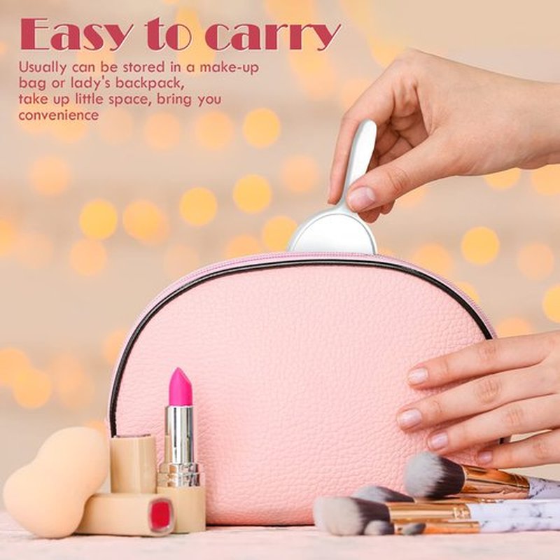 Jetec 50 Pcs Handheld Mirror with Handle, 3.94" L x 2.17" W, Small Portable Round Mirror Bulk for Kids Travel Makeup Classroom Camping Daily DIY Crafts (Black,White)