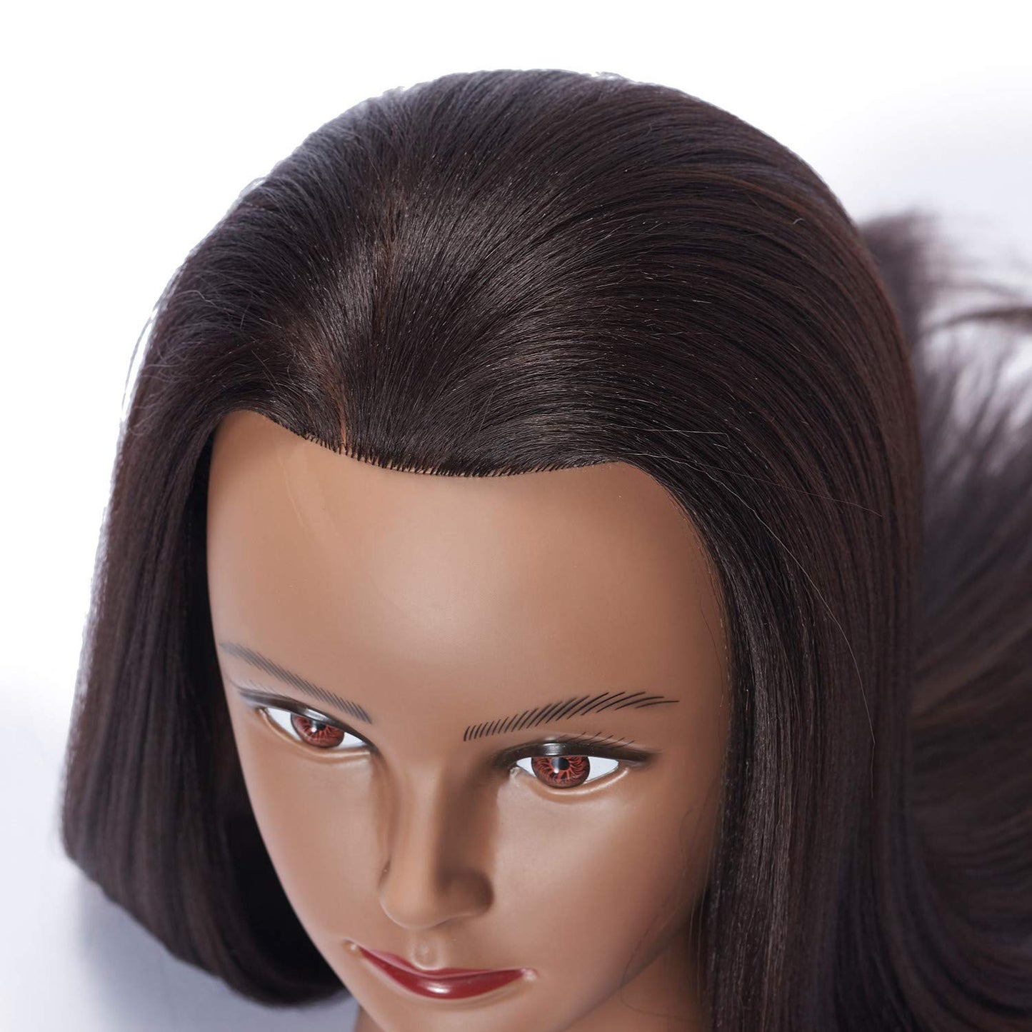 Hairlink 26-28'' Mannequin Head Yaki Synthetic Fiber Hair Styling Training Head Dolls for Cosmetology Manikin Maniquins Practice Head with Stand (6611BY0220)
