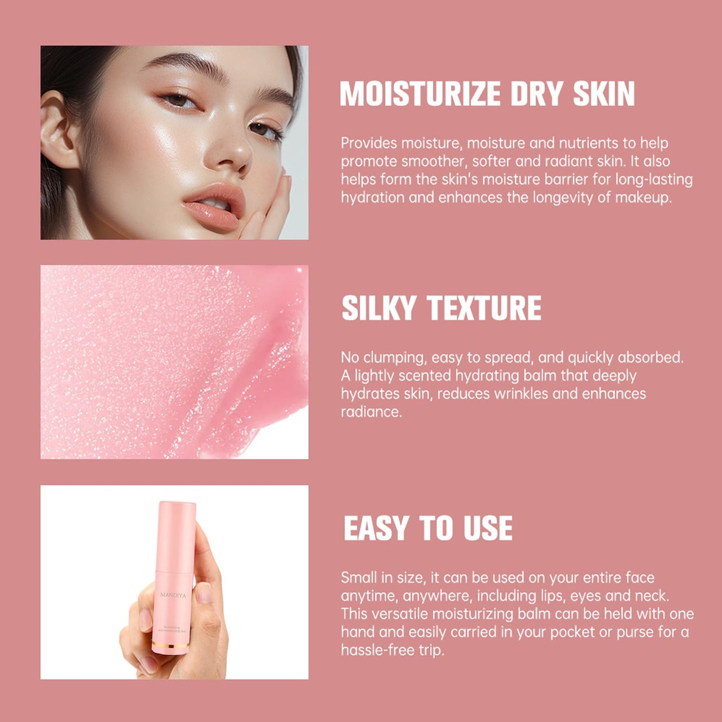 LuckNest 2Pcs Hydrating Multi Eye & Lip Balm Firming Under Eye Balm Stick Make Up Base, Reduce Wrinkle Vegan & Cruelty-Free