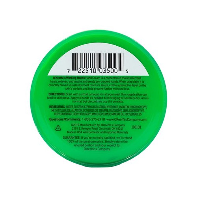 O'Keeffe's Working Hands Hand Cream for Extremely Dry; Cracked Hands; 3.4 Ounce Jar; (Pack 1)