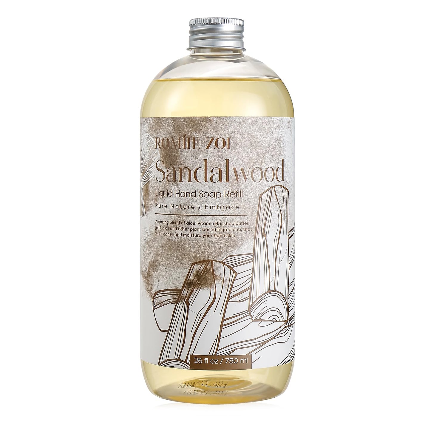 ROMIIE ZOI Liquid Hand Soap Refill, Sandalwood,Gentle & Moisturizing Formula, 750 ML/ 26 FL OZ