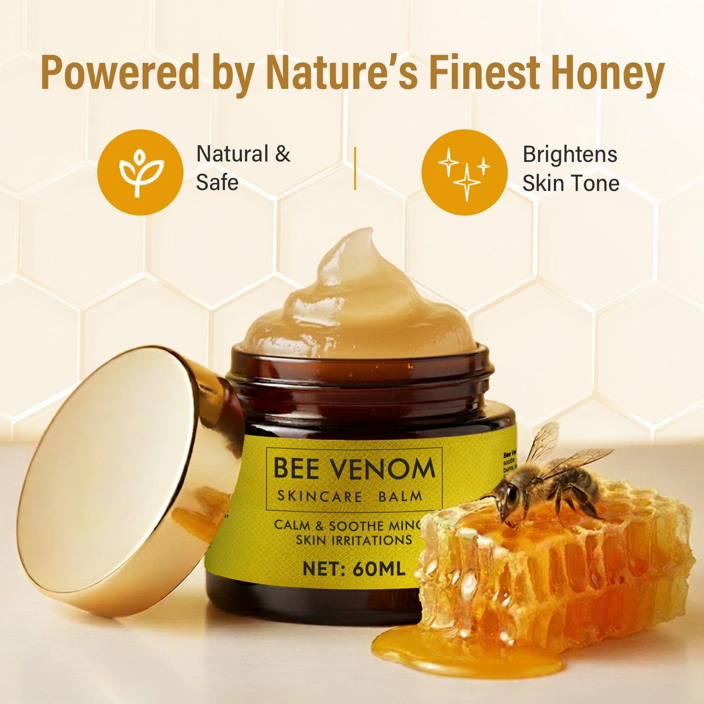 Bee Venom Skin Treatment Cream, Natural Face Lifting and Firming, Reduces Skin Blemishes, Gentle and Non-Irritating for All Skin Types,60ml