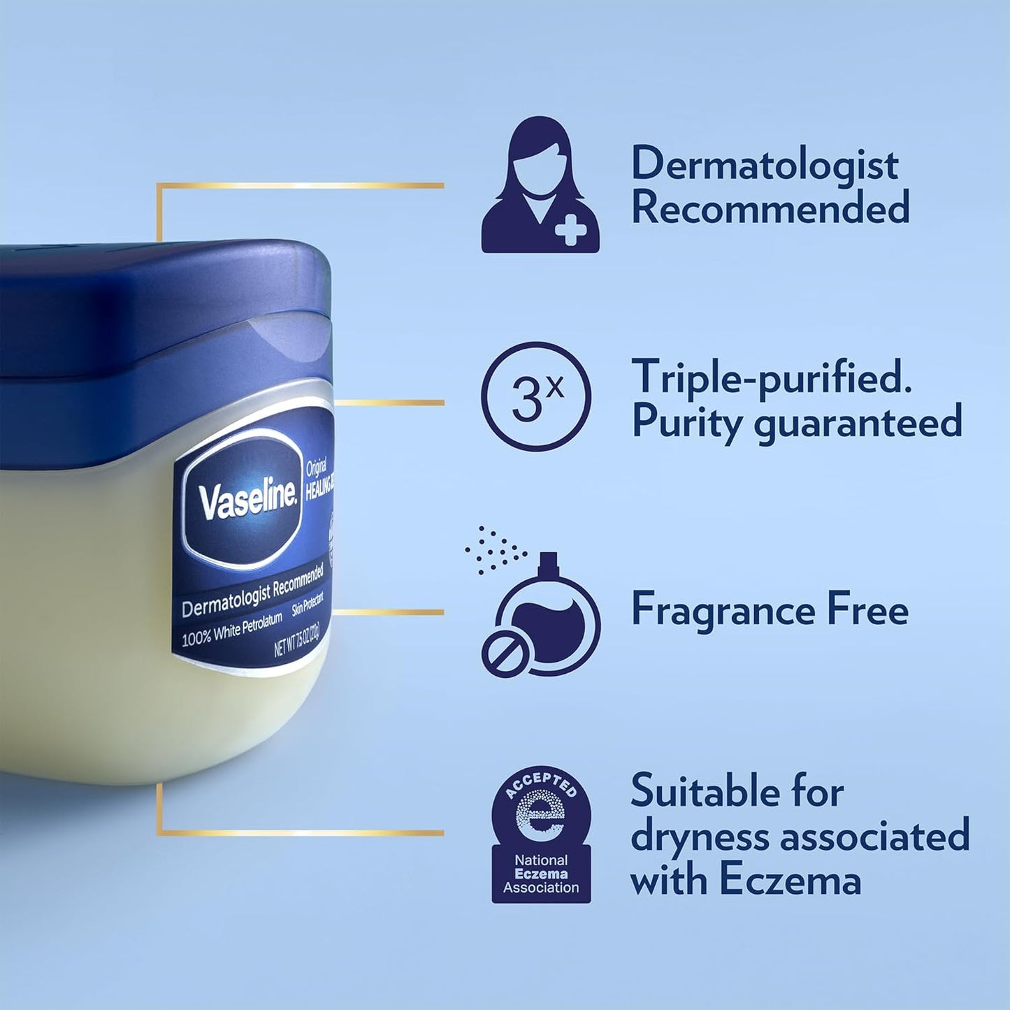Vaseline Original Petroleum Jelly 1.75 oz - Hypoallergenic Moisturizer for Sensitive Skin (12 Pack)