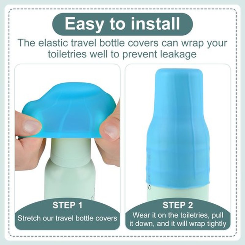 NACHLYNN 10 Pack Silicone Bottle Covers Blue Silicone Travel Size Container Sleeves Travel Bottle Covers Reusable Travel Sleeves for Toiletries for Men Women Travel Toiletry Bag Accessories