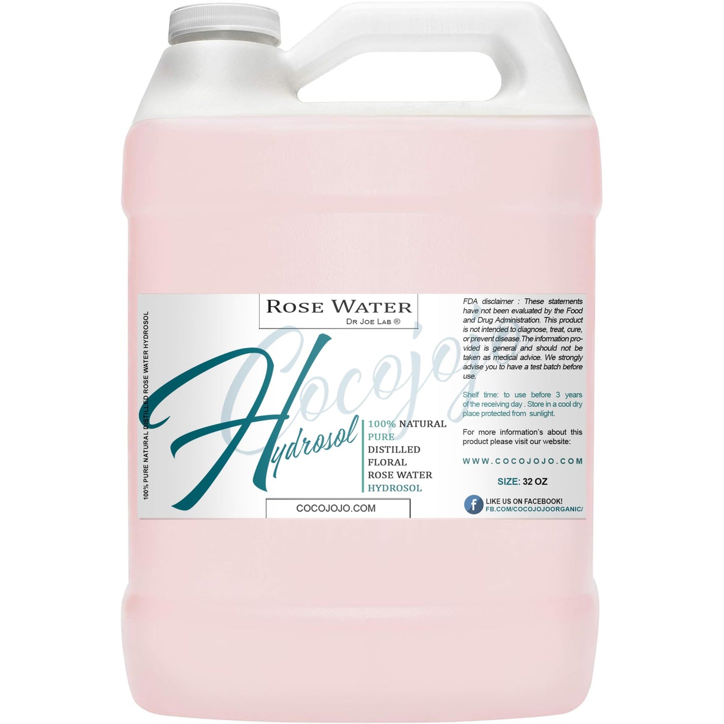 COCOJOJO Rose Water Hydrating Face Mist, 32 oz - Pure and Natural Rose Hydrosol for All Skin Types
