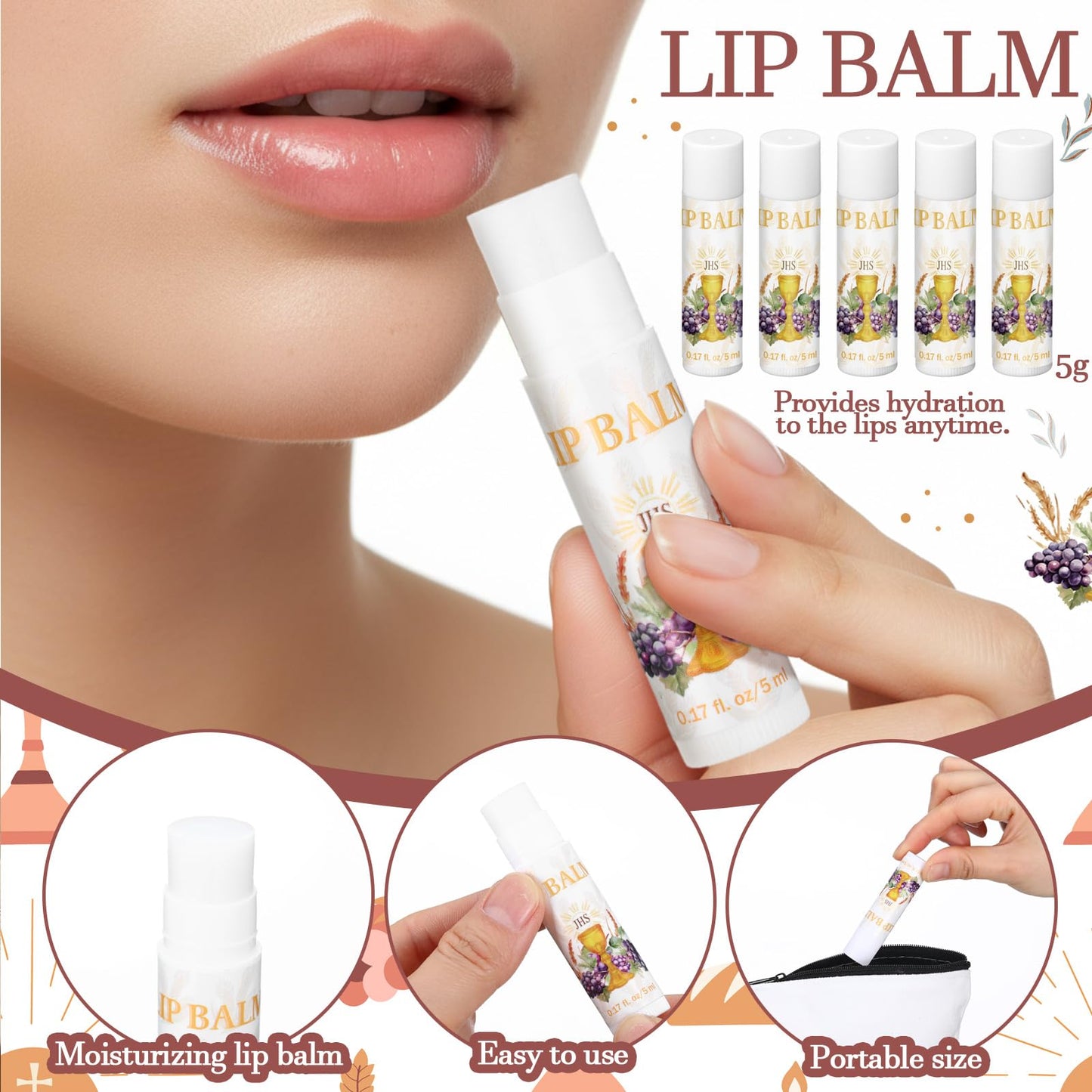 Dansib 15 Set First Communion Gifts Hand Creams and Lip Balms for Guests First Communion Baptism Party Favors Travel Size Hand Lotion Lip Balm Deluxe Boxed Religious Gift Set for Women Party Favors