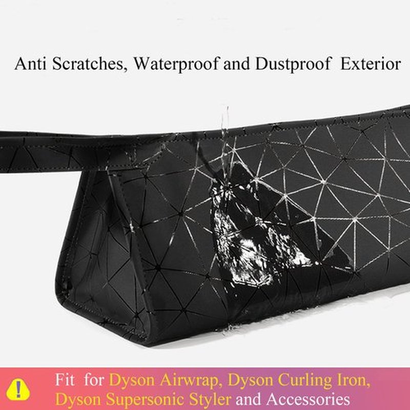 BAGCRAZY Leather Travel Case Travel Case Compatible with Dyson Airwrap Styler, Portable Waterproof Dyson Airwrap Travel Case, Airwrap Organizer Bag for Shark FlexStyle Attachments Storage, Dark Black