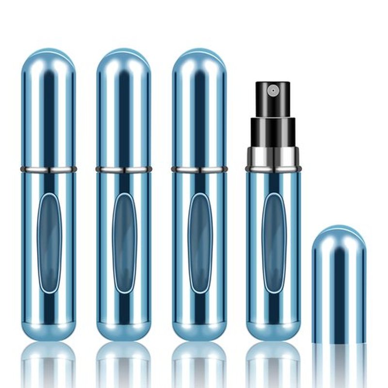 Fivexing 4Pcs Refillable Perfume Atomizer Bottles，Portable Mini Separate Perfume Bottle，Travel and Outings Spray Boxes Dispensers 5ml/0.2oz (Blue)