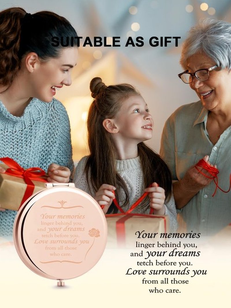Getinbulk Personalized Compact Mirror for Women, Unique Small Present for Her Mom Best-Friends Teacher Sister Coworker Grandma (Rose Gold)