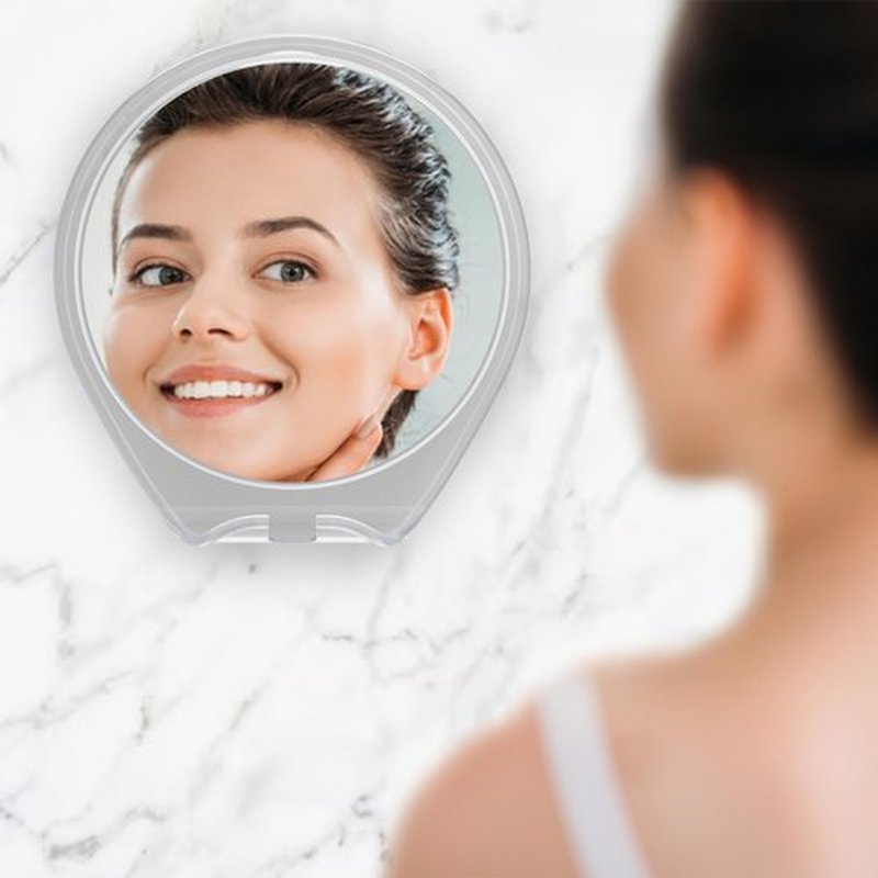 HONEYBULL Shower Mirror Fogless for Shaving - with Suction, Razor Holder for Shower & Swivel, Small Mirror, Shower Accessories, Bathroom Mirror, Holds 2 Razors (Extra-Large White)