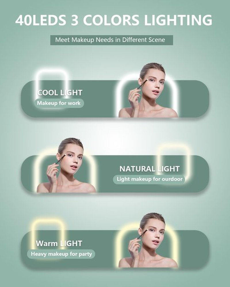 Dec.Metu Compact Mirror, 1X/5X Magnification Pocket Travel Makeup Mirror with Lights for Purse Rechargeable Small Handheld Mirror for Gift Black