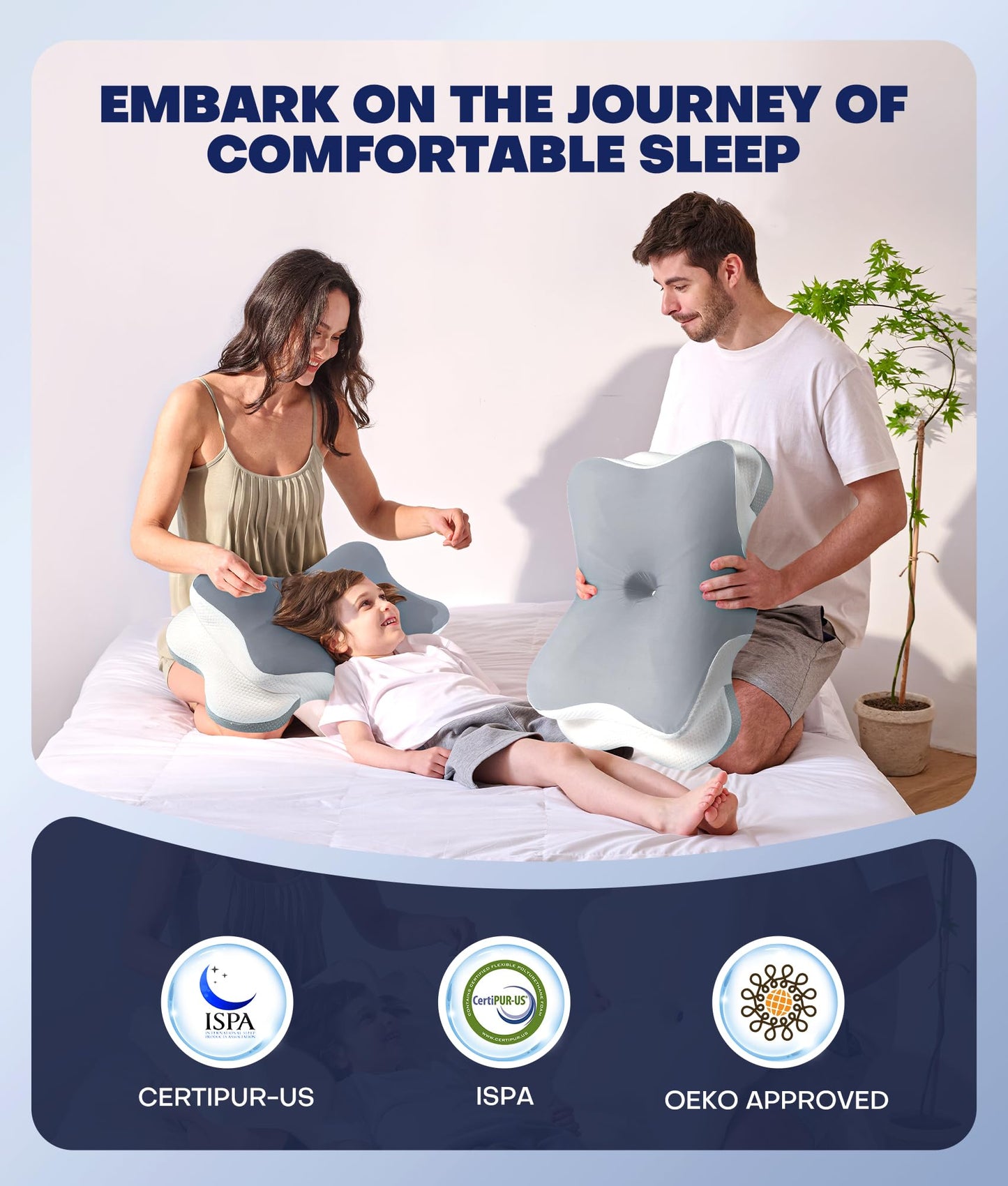 Ultra Pain Relief Cervical Neck Pillow for Sleeping, 5X Support Ergonomic Contour Pillow for Deep Sleep, Cooling Memory Foam Pillows for Adults, Orthopedic Bed Pillow for Side Back, Stomach Sleepers