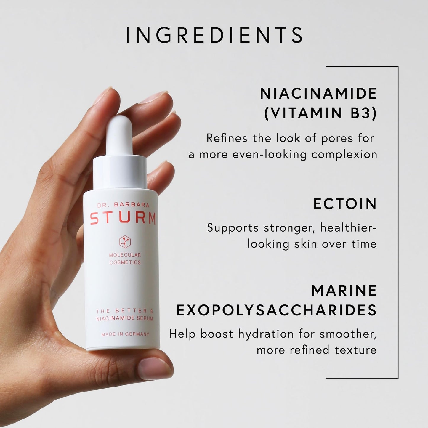 The Better B Niacinamide Serum 1.01 fl oz, Pore Refining Facial Serum, Helps Reduce Hyperpigmentation, Boosts Hydration, Luxury Skincare By Dr. Barbara Sturm