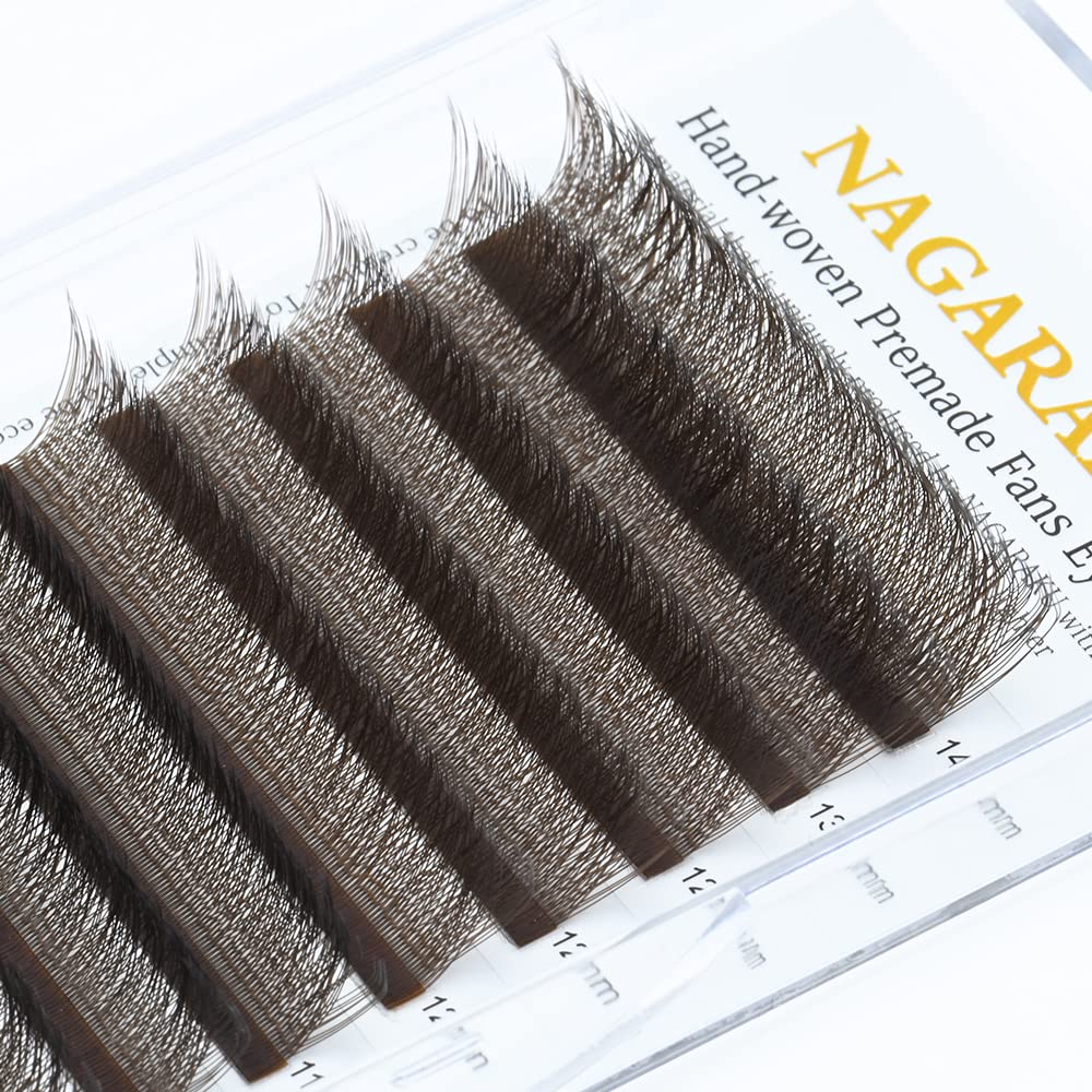 NAGARAKU W Eyelash Extension 3D Volume Premade 0.07mm C curl 8-12mm mix Faux Mink Dark Brown Cluster Easy Fanning yy Eye Lashes