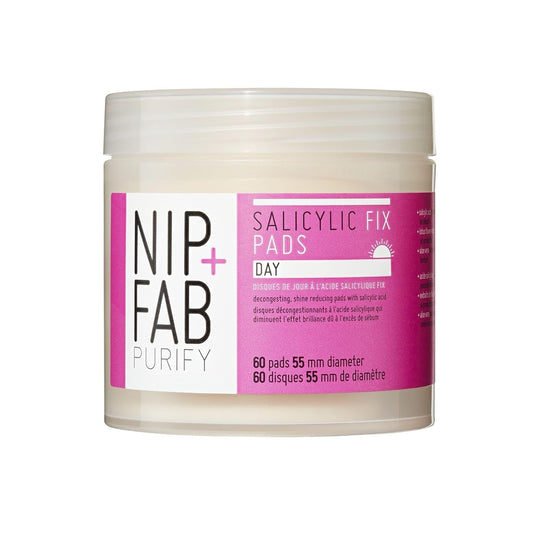 Nip + Fab Salicylic Acid Fix Day Pads - Exfoliating Facial Pads for Acne & Pore Refinement | 60 Pads, 2.7 oz
