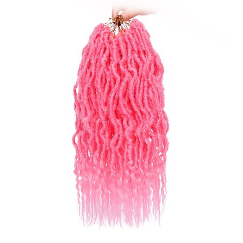 ZRQ 7Packs Faux Locs Crochet Hair Goddess Locs Crochet Hair 16 Inch Pink Pre-Looped Wavy Crochet Locs With Soft Curly Ends Synthetic Braids Afro Dreadlock Extensions For Women (16'', PINK#)