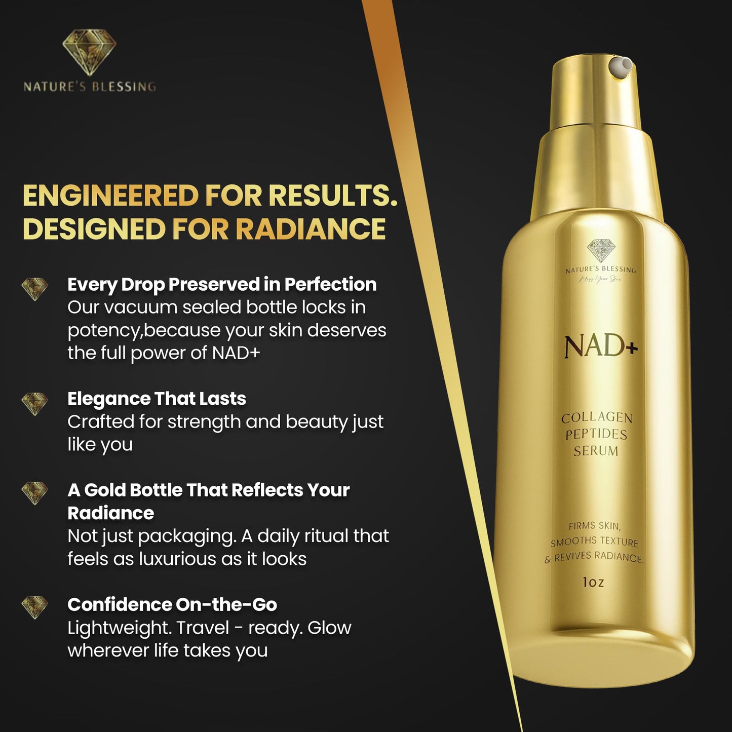 NAD+ Anti-Aging Serum – Boost Cellular Energy, Firm Skin & Reduce Wrinkles – with Niacinamide, Hyaluronic Acid, Peptides & Antioxidants – 1oz Rejuvenating Face Serum for Youthful Radiance
