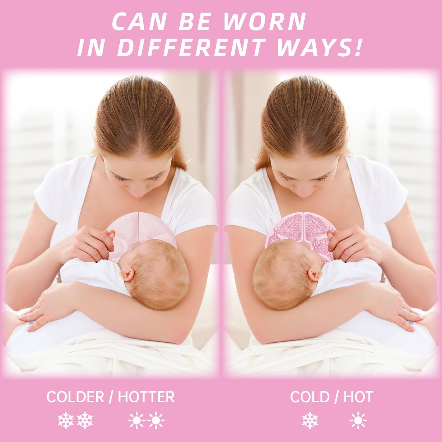Breast Therapy Ice Packs Large Hot Cold Breast Pads, Nipple Cooling Gel Pads for Clogged Milk Duct Relief, Engorgement, Breast Augmentation Surgery, Breastfeeding Essentials for New Moms, 2 Pack