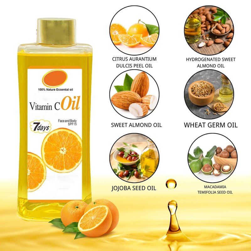 300ml Vitamin C Oil for Skin Brightening - Organic Vitamin C Oil for Face & Body - Soft 7 Body Oil, Moisturizing