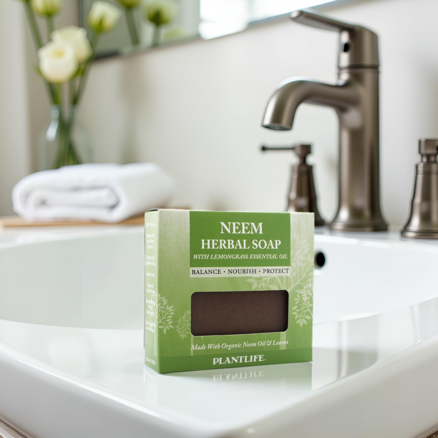 Plantlife Neem Herbal Bar Soap - Hand Crafted Using Plant-Based Ingredients - Made in California 4.5oz Bar