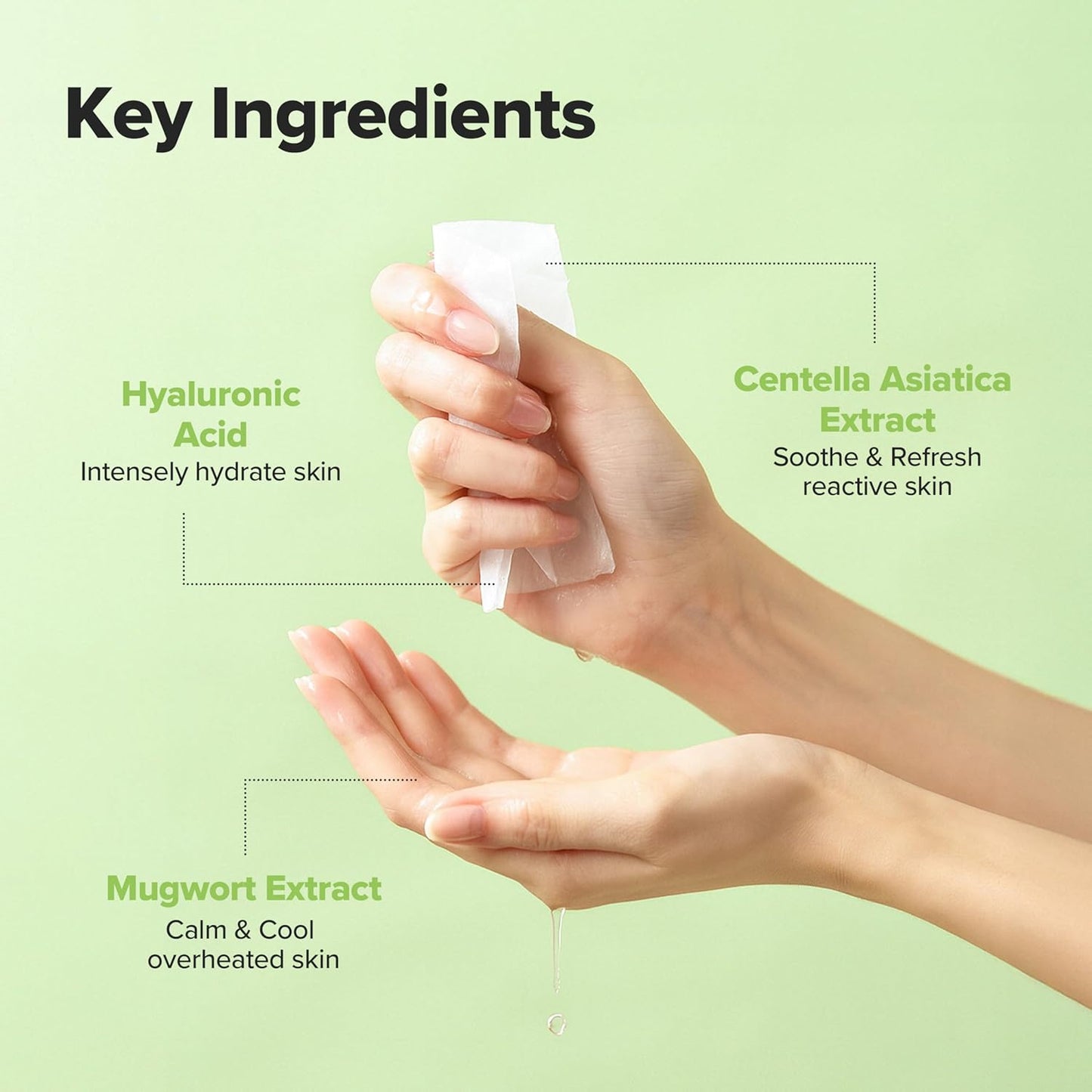 Centella Asiatica Calming Mask - Daily Moisturizing Cica Face Sheet Mask for All Skin Types | 10 Sheets