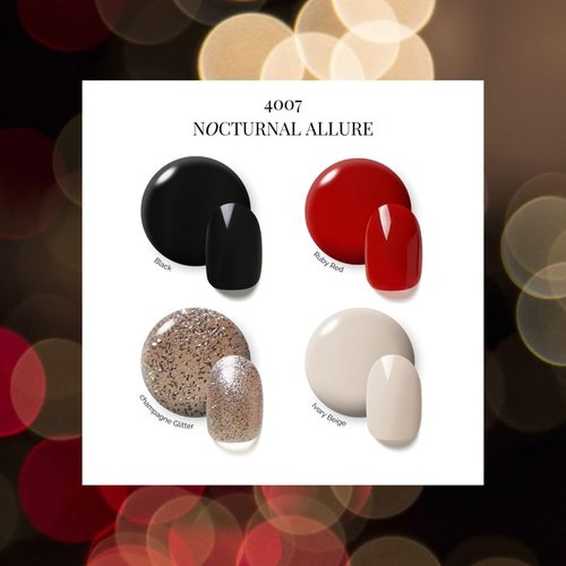 NAILOG Gel Nail Polish Set - 4 Colors Top Coat Color Gel Base 3-In-1 Soak Off UV Gel Polish Kit for Home DIY & Birthday Gifts for Women | Black, Red, Creamy White, Champagne Glitter