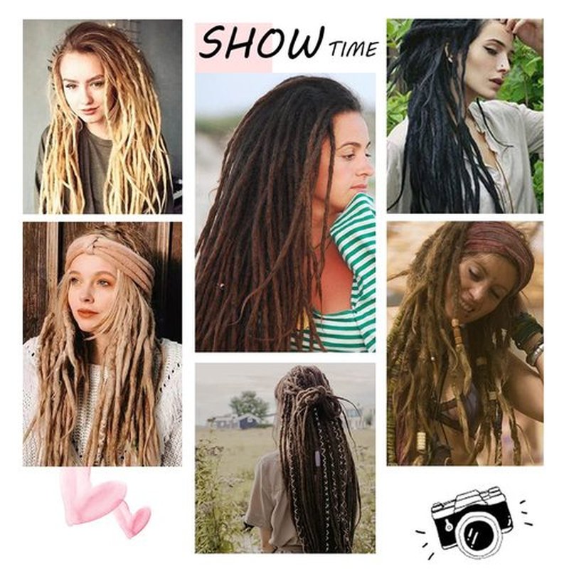 DAIRESS 36 Inch 20strands/pack Synthetic Dreadlocks Extensions Thin 0.6cm Soft Reggae Hair Hip-Hop Style Dread Extensions Long Crochet Braids For Hippie Dread locks Hair(1B-27,20strands/pack)