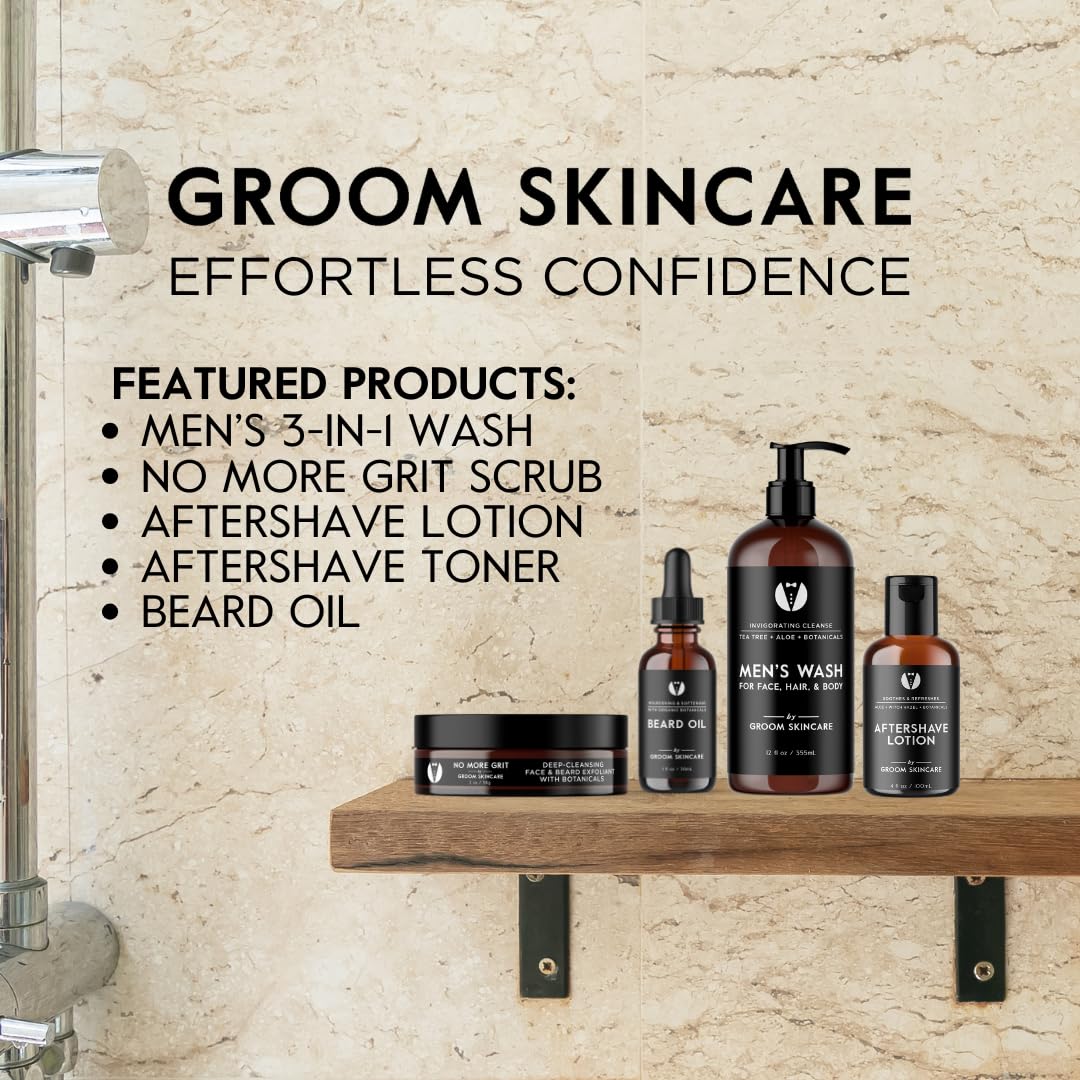 GROOM Face Scrub for Men | Gentle Daily or Weekly Exfoliator | Unplugs Pores for Clear, Smooth Skin | Crisp Unisex Scent | 4 oz