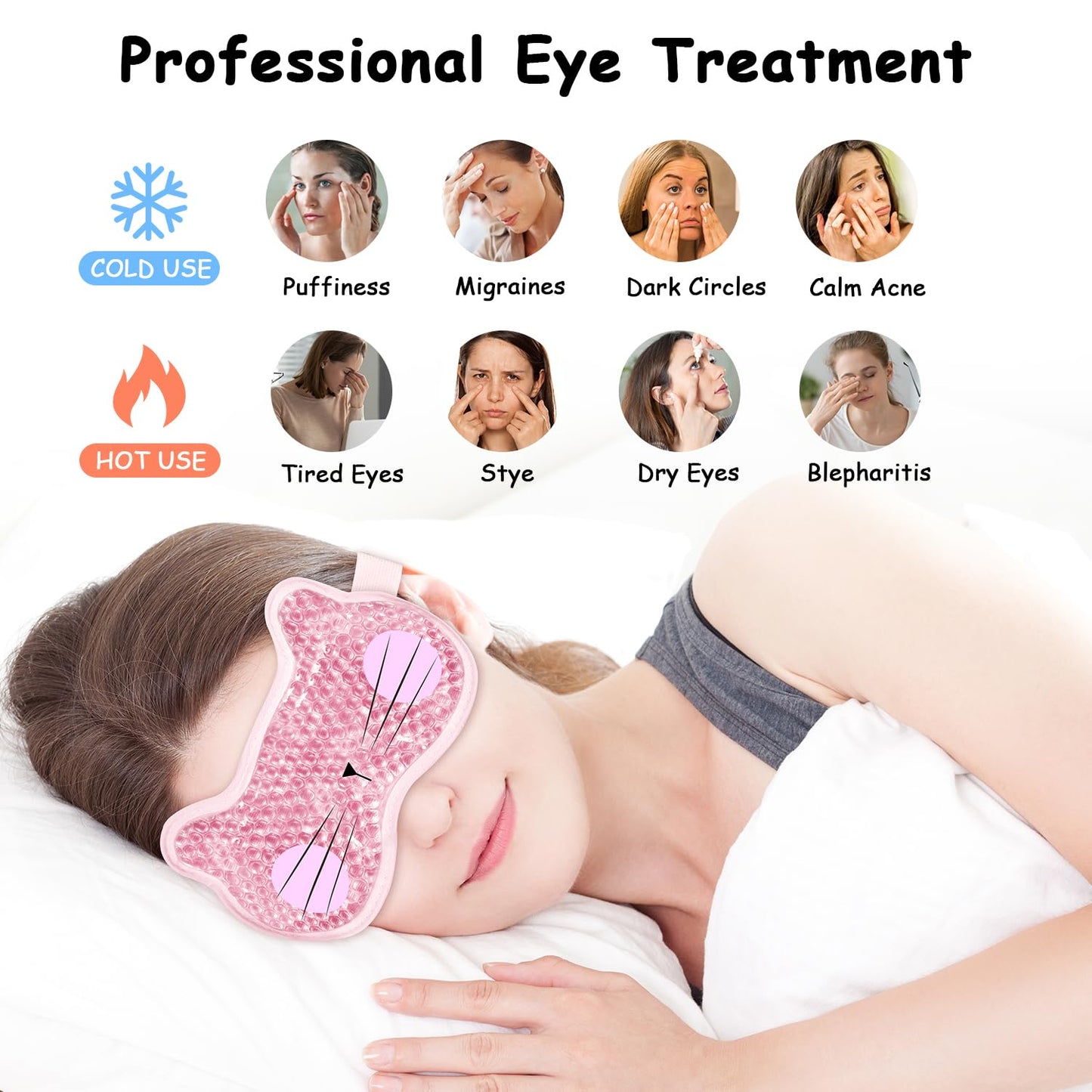 CONBELLA 2PCS Cooling Eye Mask Gel Eye Mask, Reusable Hot Cold Therapy Cold Eye Mask for Post Surgery, Puffiness, Dark Circles, Eye Bags, Dry Eyes,color:Pink Purple，number_of_items:2