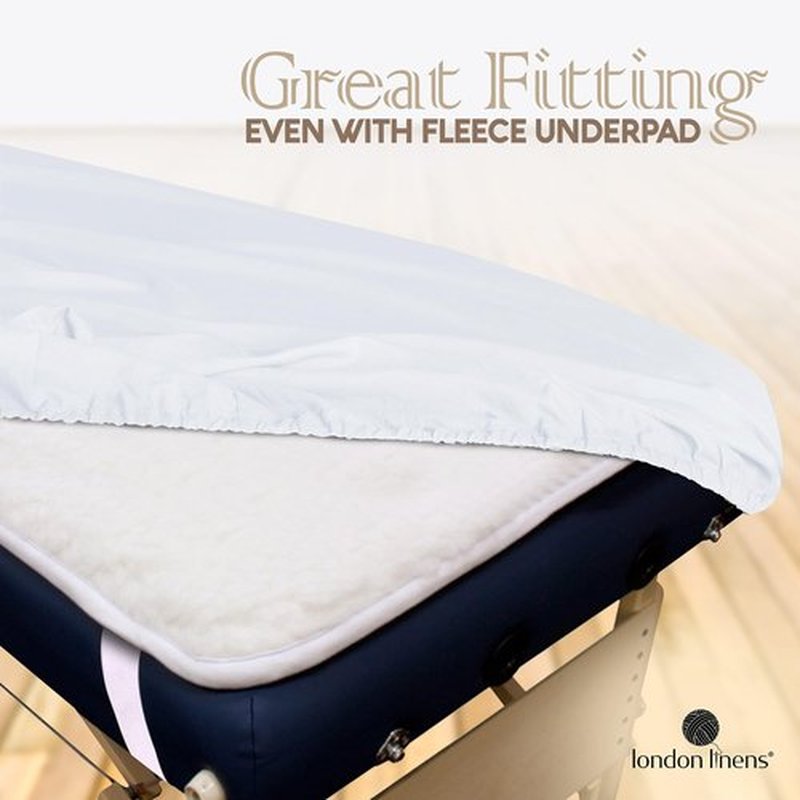 LONDON LINENS Soft Microfiber Massage Table Sheets Set 3 Piece Set - Includes Massage Table Cover, Massage Fitted Sheet, and Massage Face Rest Cover (White), Pack of 2