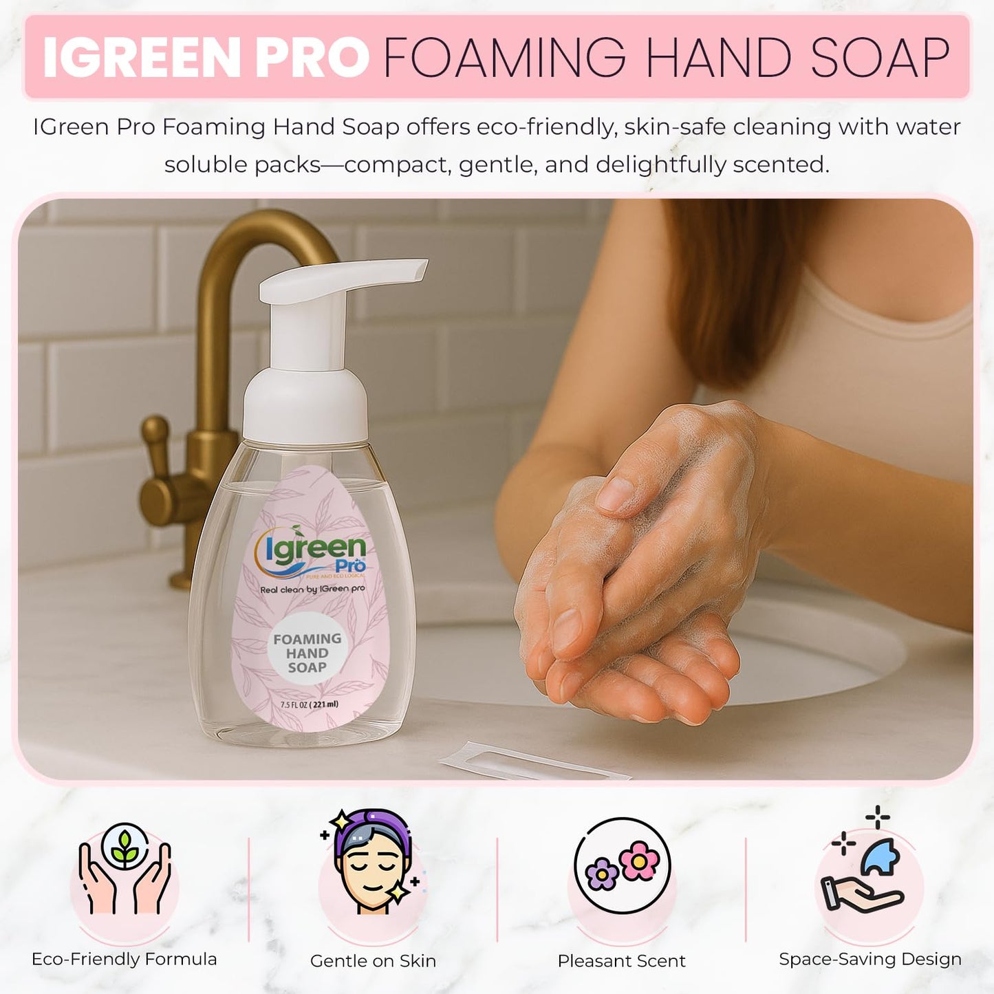 IGreen Pro Foaming Hand Soap I Hand Soap l Clean Hands I Great Scent I Soft Hands I Make 15 bottles x 8 OZ = 120 Oz I 15 Packs(Water Soluble)