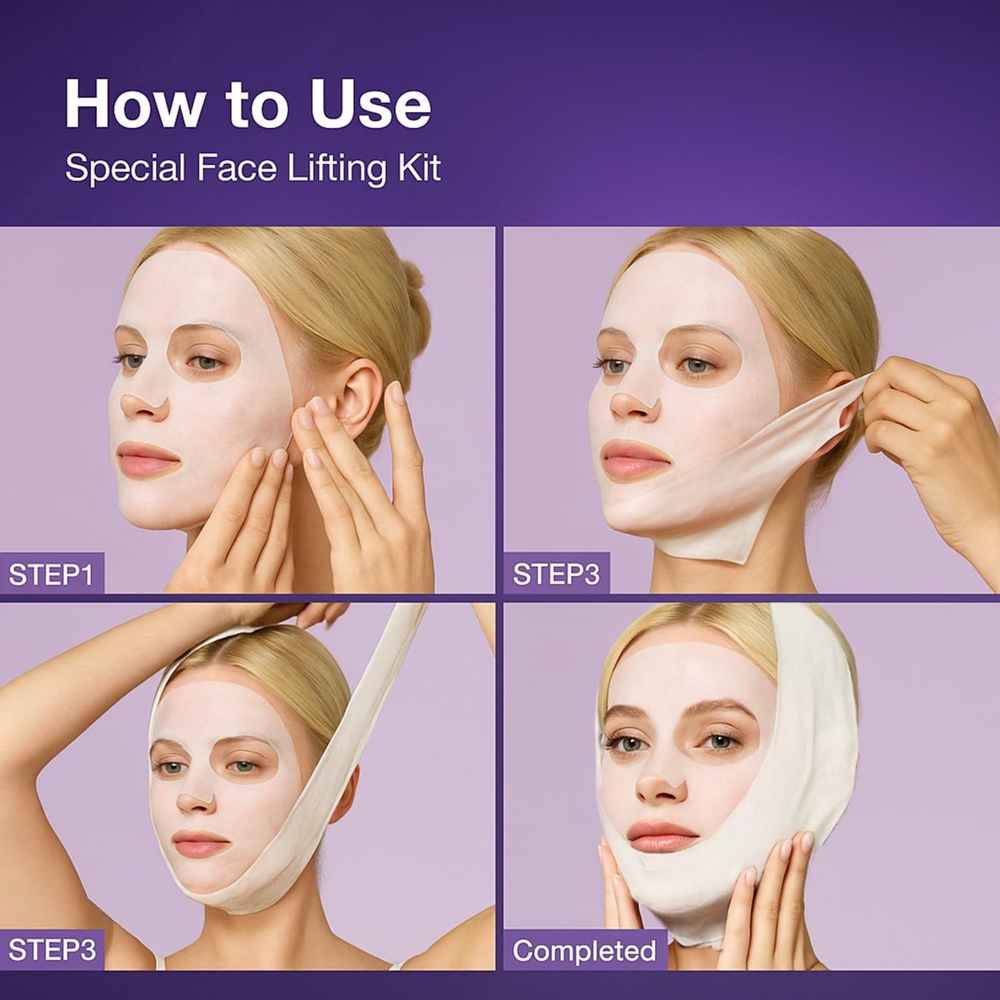 ARESSA SKYBDY BIO Lifting-Sil Full Face Mask | NAD+, NMN, Collagen & Peptides | Tightens Jawline & Neck | Reduces Wrinkles & Lines | Firming & Hydrating | 4 Sheets + Bonus Lifting Band