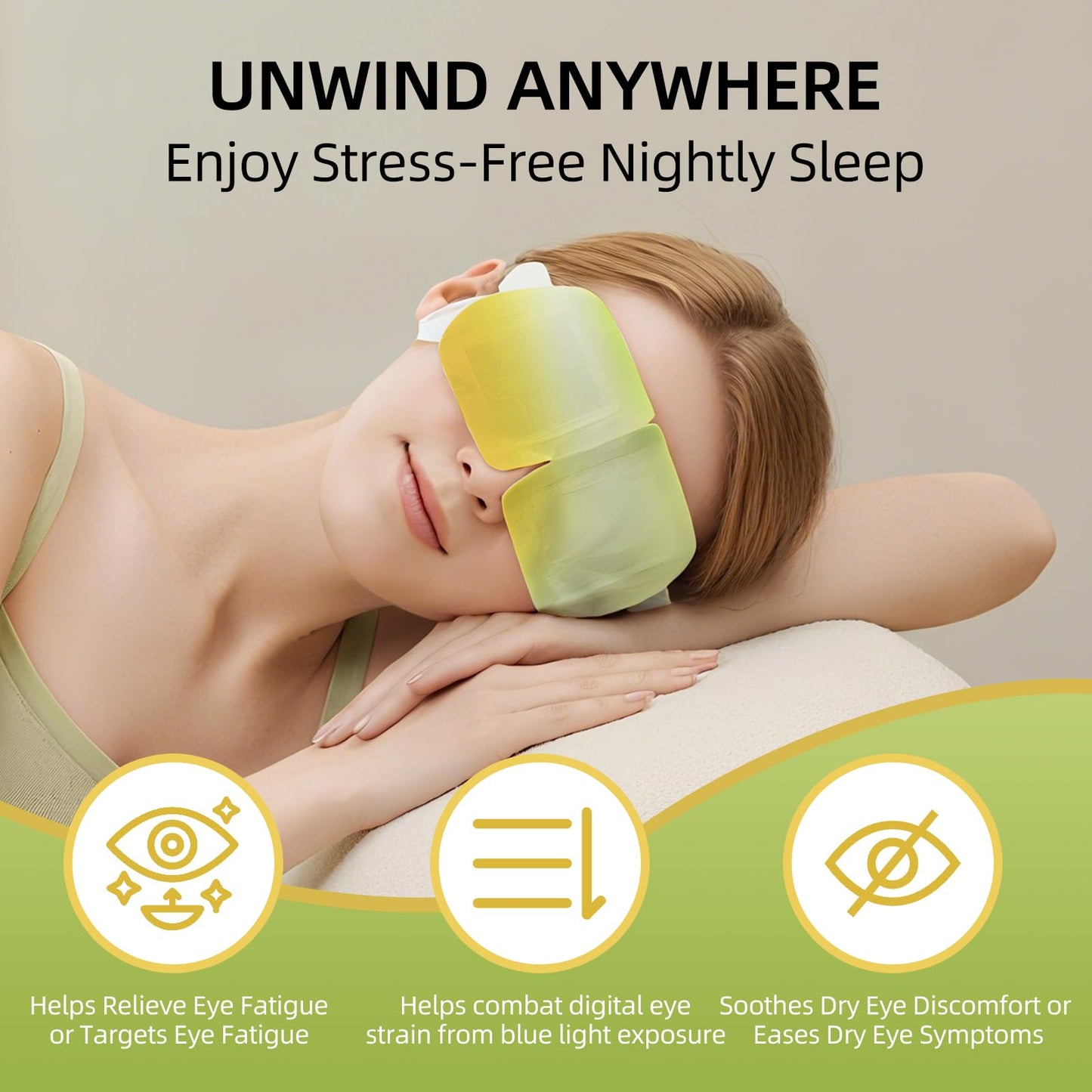 Venrock Lutein Self-Heating Steam Eye Mask 10 Packs - Heated Warm Compress for Dry Eyes, Dark Circles & Puffiness, Disposable SPA Sleep Mask, Travel Essentials & Relaxation Gifts