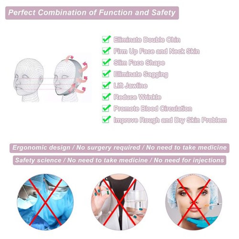 Double Chin Strap, FERNIDA V Line Chin Strap Lifting Mask Reusable Face Strap for Women and Men, Pink