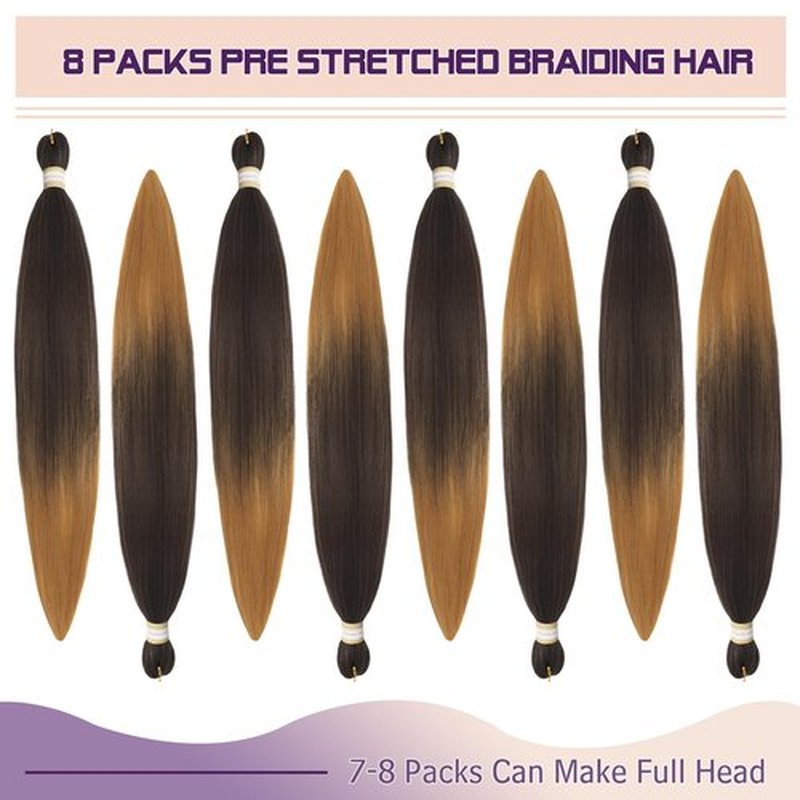 Beyond Beauty Braiding Hair pre stretched, Braids Synthetic Fiber Ombre Yaki Texture, Natural Easy Twist Braids Crochet Hair Hot Water Setting hair extensions(T4/27#)