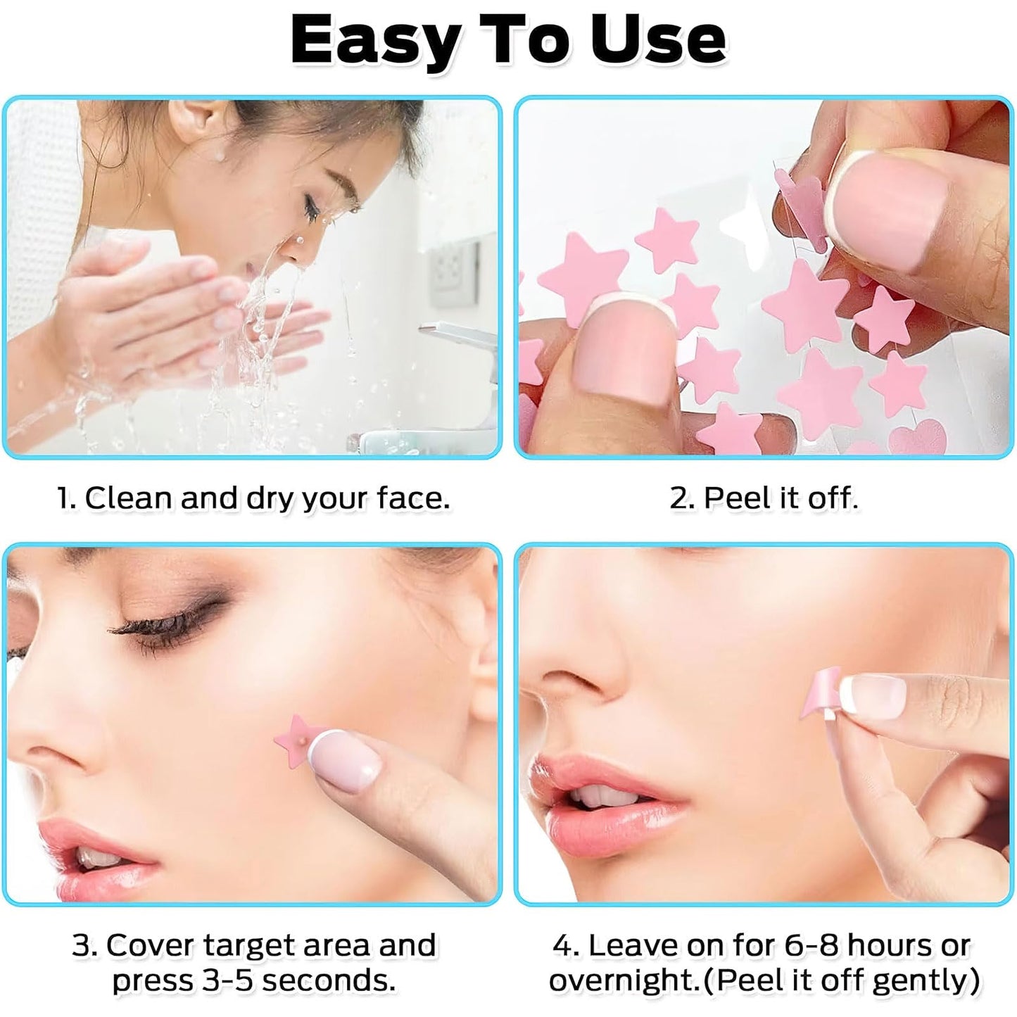 Pimple Patches for Face Cute Star Haydrocolloid Acne Patches Tea Tree oil Salicylic Acid Cica oil Colorful Invisinble Acne Removal Skin Care Stickers