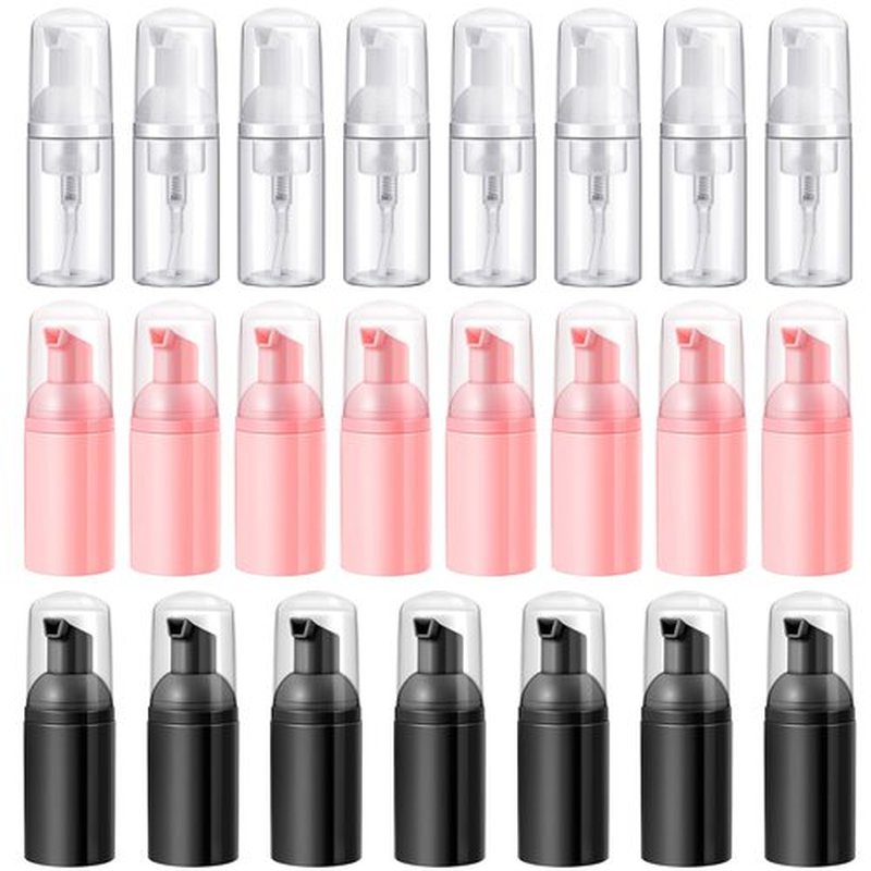 24 Pcs Foam Pump Bottles 1 Oz/ 30 ml Travel Soap Bottle Plastic Mini Empty Dispenser Foaming Bottles for Refillable Hand Sanitizer Lash Shampoo Bottles