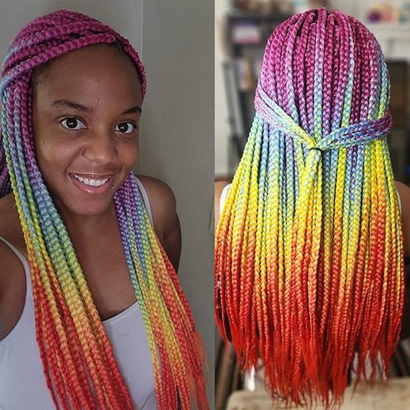 Pre Stretched Braiding Hair Extensions 30 Inch 6 Packs Long Professional Crochet Twist Braids Hair High Temperature Synthetic Fiber Yaki Texture(30",Red Purple-Light Blue -Yellow-Orange)