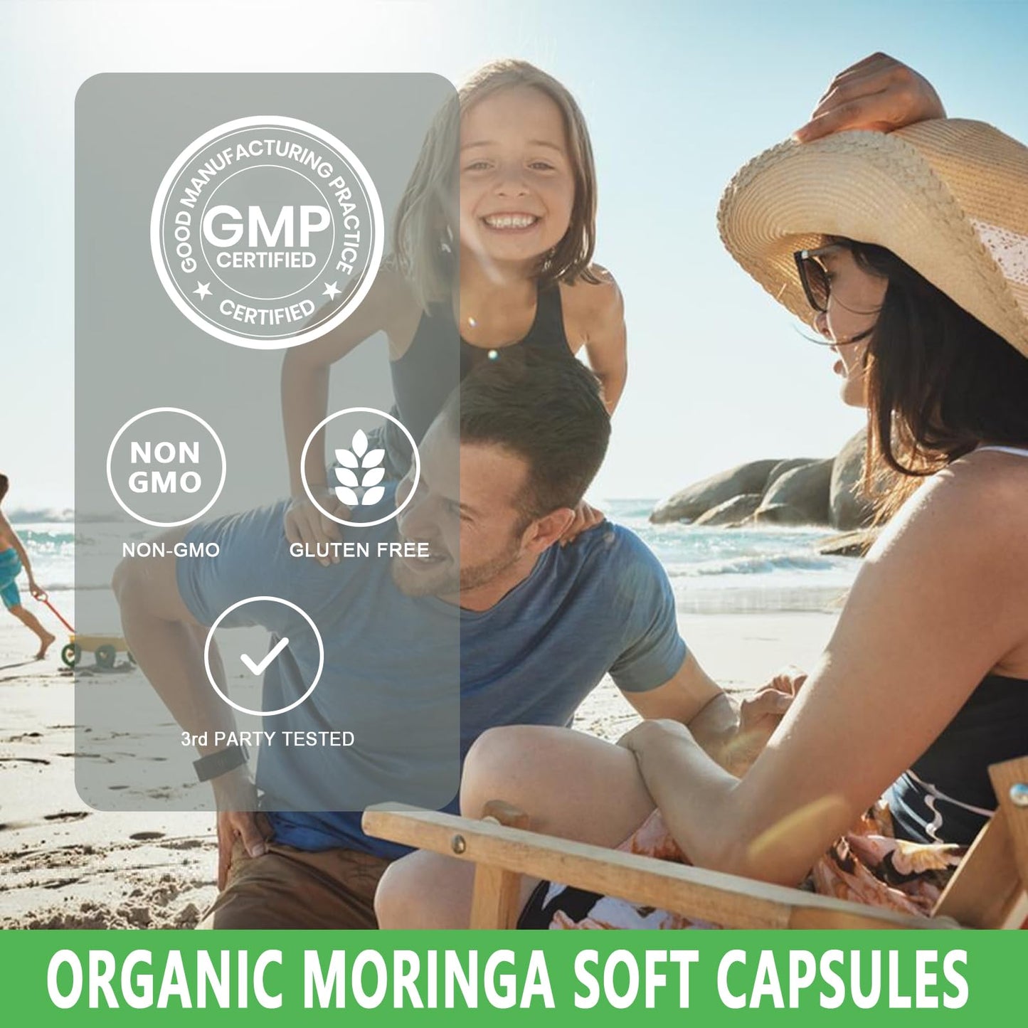 Moringa Softgels, Organic Pure Moringa Oleifera Leaves Extract for Energy, Skin, Gut Health, Immune, Natural Antioxidant, High Potency Moringa Oil Than Moringa Powder, Non-GMO, 60 Serving