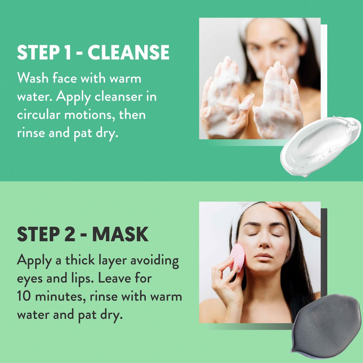 By Nature Green Tea + Activated Charcoal Face Mask – Deep Cleanse & Purify Pores, 2-Step Mask Kit for All Skin Types (Pack of 12)