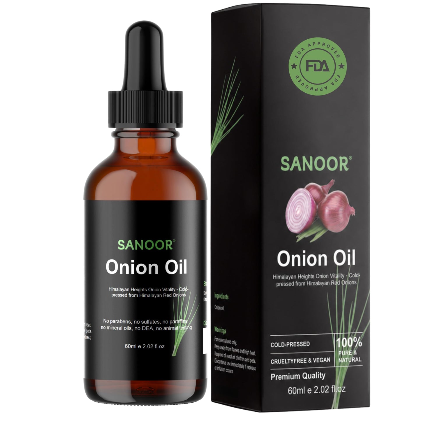 SANOOR Himalayan Red Onion Hair Oil | Lightweight Conditioning Oil for Hair & Scalp | Helps Smooth Frizz, Add Shine & Nourish Dry-Looking Hair | 60 ml