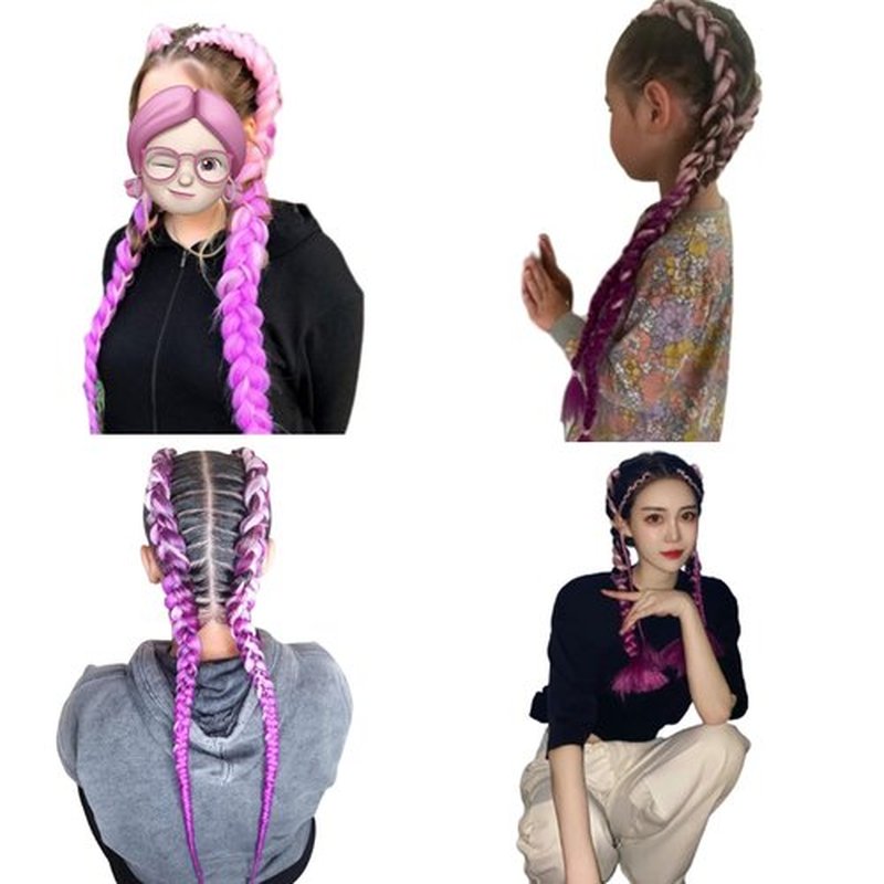 Braiding Hair Extension Jumbo Ombre Colorful for Crochet Braiding 6 Packs (High temperature, Synthetic Fiber, 24 inches) (6 Bundles, Pink to Purple)
