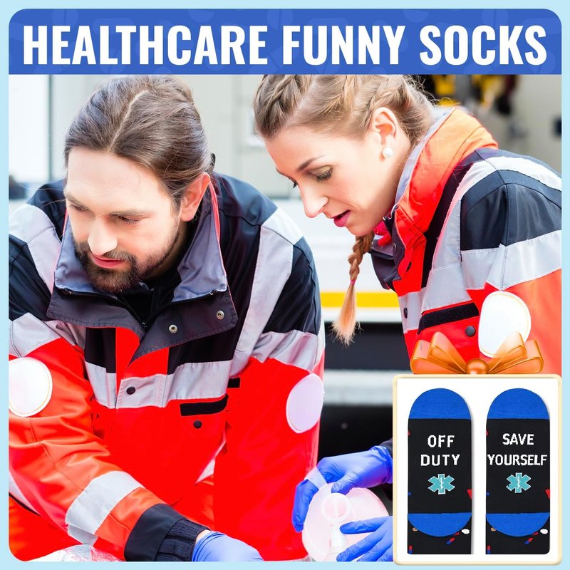 Funny Nurse Socks - Unique Gifts for Doctors, EMTs & Vet Techs | Cancer Awareness Design