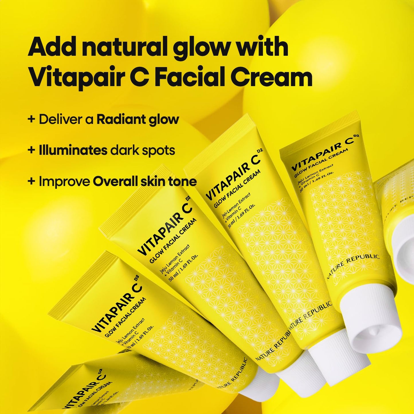Nature Republic Vitapair C Glow Facial Cream | Vitamin Moisturizer for Radiance & Glow, Even-Looking Skin Tone, Long-Lasting Hydration Gel Texture, 50ml / 1.69 fl oz