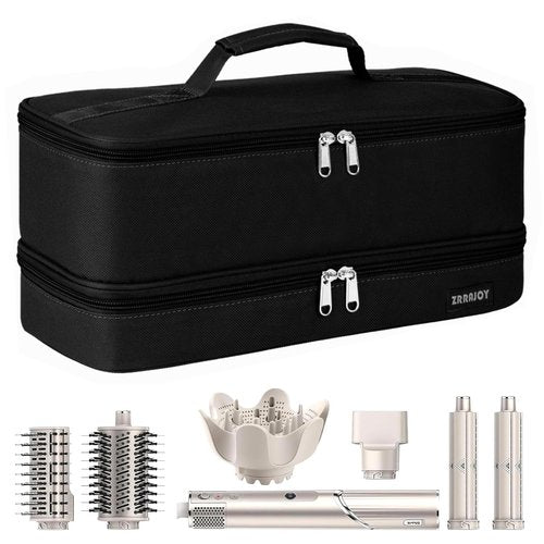 ZRRAJOY Double Layer Storage Case For Shark Flexstyle, Travel Carrying Case For Shark 430/440 Flexstyle, Organizer Bag For Shark Flexstyle/Dyson Airwrap Styler Attachments (Black)