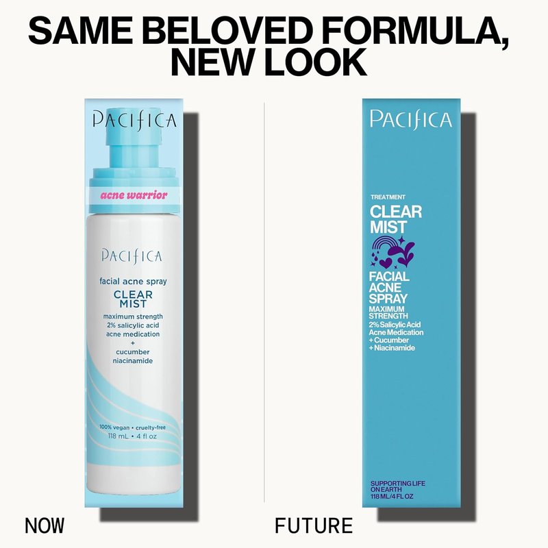 Pacifica Acne Treatment Facial Spray - Clear Mist with 2% Salicylic Acid & Niacinamide | Vegan, Dermatologist Tested