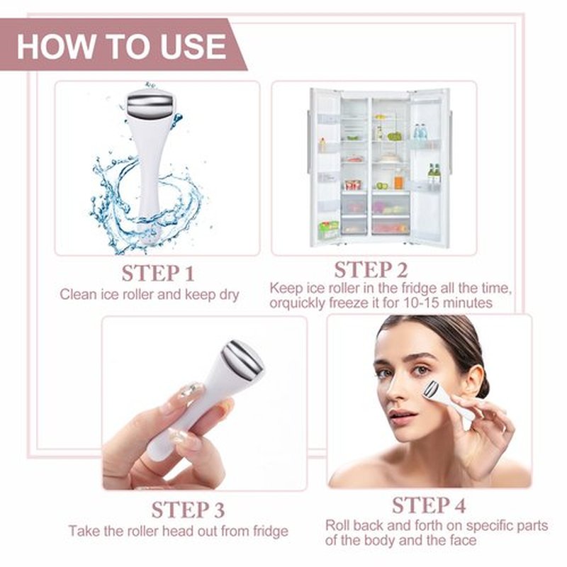 MAANGE Mini Eye & Face Rollers for Eye Massager, Stainless Steel Eye Ice Roller for Relief Puffiness Migraine Skincare Facial Roller (White)