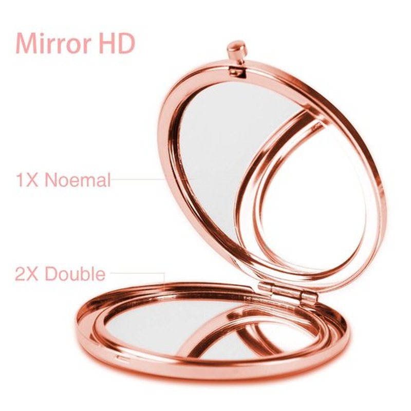 Dynippy Compact Mirror Rose Gold Makeup Mirror Folding Mini Pocket Mirror Portable Hand Mirror Double-Sided 2 x 1x Magnification for Woman Girls (Galaxy Mandala)
