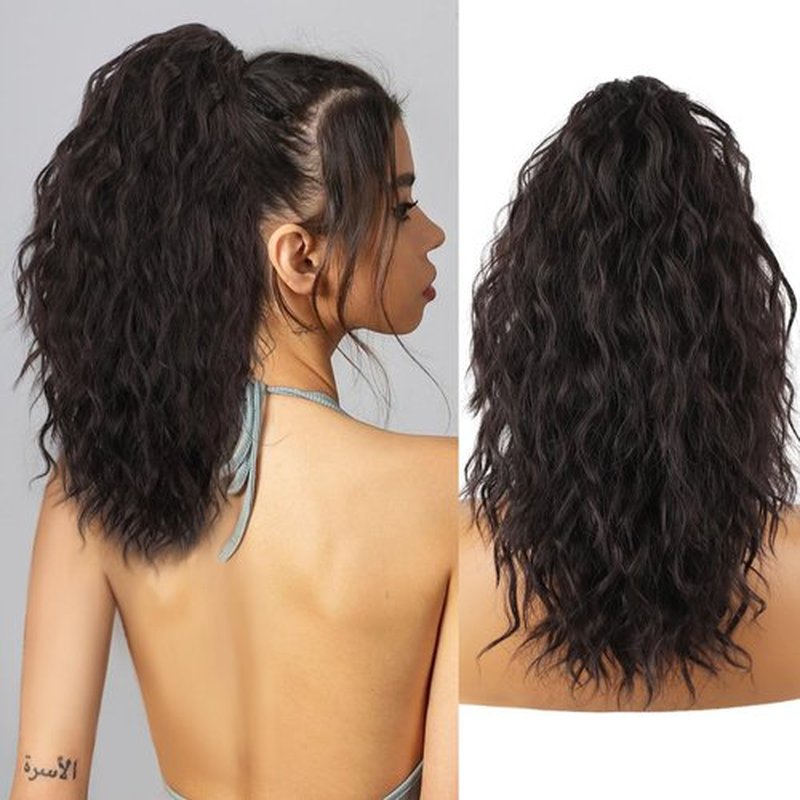 ORSUNCER Ponytail Extension 18" Curly Pony Tail Clip in Claw Ponytail Fluffy Natural Looking Synthetic Hairpiece for Women