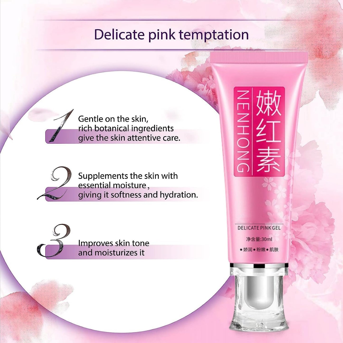 BEROZA 2PCS Pink Lips & Nipple Cream, Skin Face Body Cream Armpit Private Part Gel Intimate Cream 30ml